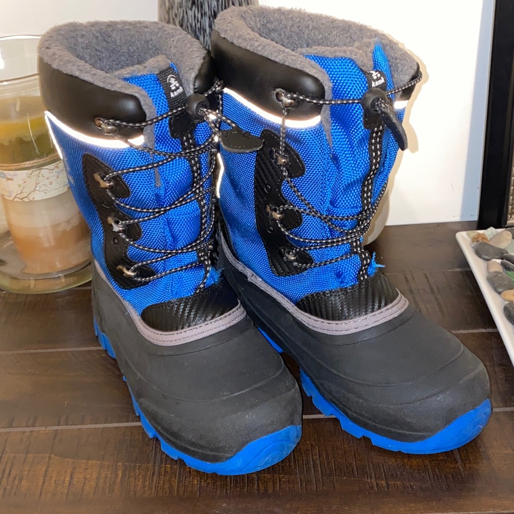 Kamik Kids Luke 3 Black & Blue Winter Boots Size 6